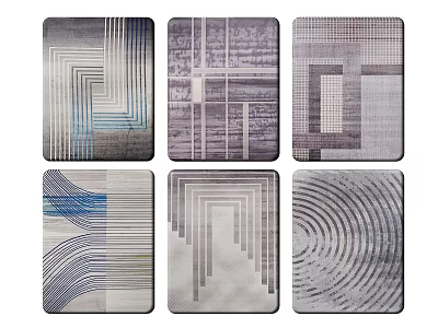 Square Rugs With Modern Geometric Patterns In Neutral Tones For Home Decor 3d model