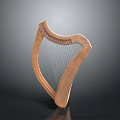Handcrafted Wooden Harp as Decorative Household Item with Fine Strings and Unique Shape 3d model
