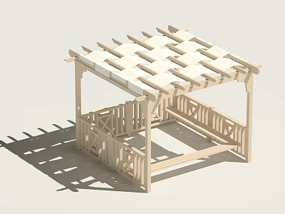 Wooden Swing Door Design For Garden Patio With Railings And Frame 3d model
