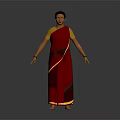 Game and Movie Character Female in Red Sari With Yellow Blouse Green Bangles and Barefoot