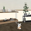 Wooden Two Tier Side Table With Metal Frame Tray And Wheels For Living Room By Window