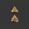 Six Golden Glossy Decorative Dessert Meringue Pieces In Various Shapes