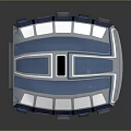 Sci Fi Building Structure With Blue White Curved Roof And Yellow Screen Windows