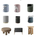 Assorted Sofa Stools in Modern Styles Diverse Colors and Creative Shapes 3d model