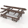 Rustic Wooden Furniture Frame Structure With Crossed Planks And Support Legs