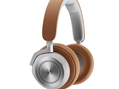 Sleek Over Ear Headphones With Brown Leather Earpads And Silver Metal Frame Design 3d model