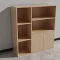 Wooden Bookshelf With Open Compartments And Cabinet Doors For Storage