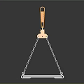 Yellow Industrial Lifting Beam With Hanging Chains And Black Platform 3d model