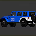 Blue And White Jeep Vehicle With Black Roof And Off Road Wheels Design