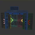 Sci Fi Entrance Door With Dark Frame Brown Panel And Colorful Lights