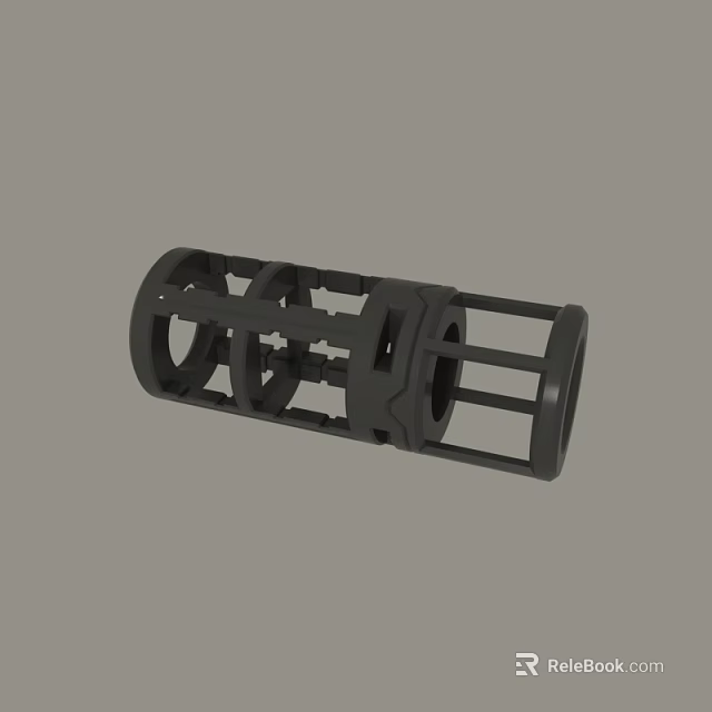 Black Mechanical Part With Hollow Cylindrical Structure Multiple Holes And Brackets For Industrial Use 3d model 