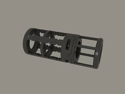 Black Mechanical Part With Hollow Cylindrical Structure Multiple Holes And Brackets For Industrial Use 3d model