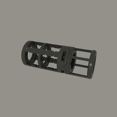Black Mechanical Part With Hollow Cylindrical Structure Multiple Holes And Brackets For Industrial Use 3d model