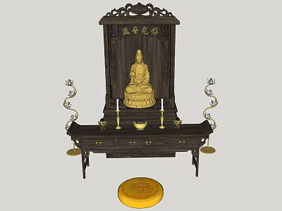 new chinese-style buddha cabinet buddha shrine idol 3d model