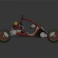 Off Road Buggy Design With Red Frame Large Tires And Yellow Fuel Tanks