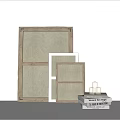 Modern Decorative Ornament Set With Wooden White Frames Stacked Books And Small Decorative Pieces