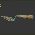 Rusty Trowel With Metal Blade And Wooden Handle On Dark Background With Reflection