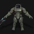 Green Mech Creature Character Holding Weapon In Sci Fi 3D Render Design 3d model