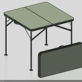 Portable Folding Table With Green Tabletop Black Frame And Storage Case 3d model