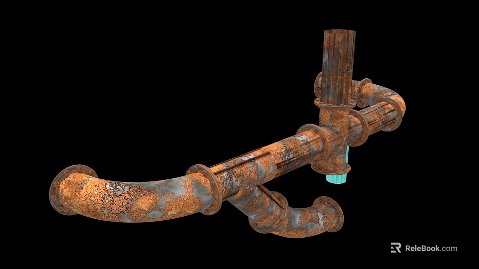 Industrial Factory Rusty Metal Pipes Structure With Old Industrial Piping System 3d model 