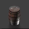 Rustic Wooden Barrel Shaped Bar With Black Hoops And Transparent Lid On Dark Background Surface