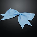 Light Blue Bow Decorative Ornament Set With Shiny Satin Fabric On Black Background