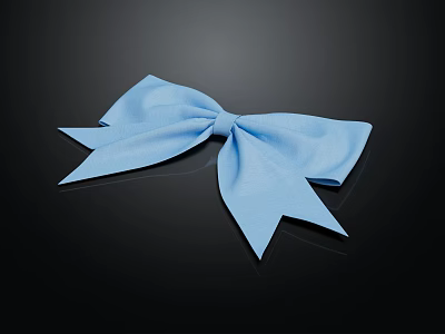 Light Blue Bow Decorative Ornament Set With Shiny Satin Fabric On Black Background 3d model