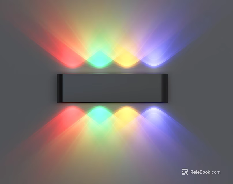 Modern Black Wall Lamp Projecting Colorful Light Patterns On Wall With Vibrant Effects 3d model