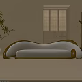 Elegant Modern Sectional Sofa In White And Brown With Indoor Plants And Floor Lamp