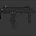 Modern Black Tactical Submachine Gun With Magazine Grip Rail And Sight