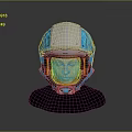 Futuristic Blue And White Helmet With Orange Visor And Modern Protective Design