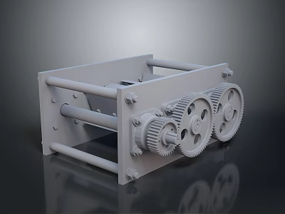 Industrial Style Lighting Combination Featuring Metal Frame And Gear Decorative Elements 3d model
