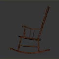 Vintage Wooden Carved Red Toned Leisure Rocking Chair with Armrests and Rocking Legs