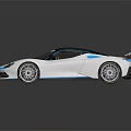 Modern Silver Sports Car With Blue Accents Black Roof And Streamlined Design