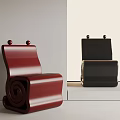 Stylish Red And Black Children's Chair With Curved Structure And Round Top Accents