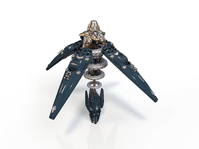 Character Piloted Mechanical Bio Creature Featuring Multi Winged Structure And Spiral Base Design 3d model
