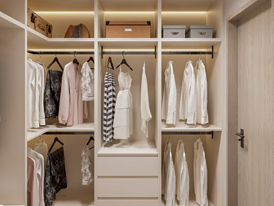 Modern Cloakroom Wardrobe Clothes Skirt Log Simple Dressing Room 3d model