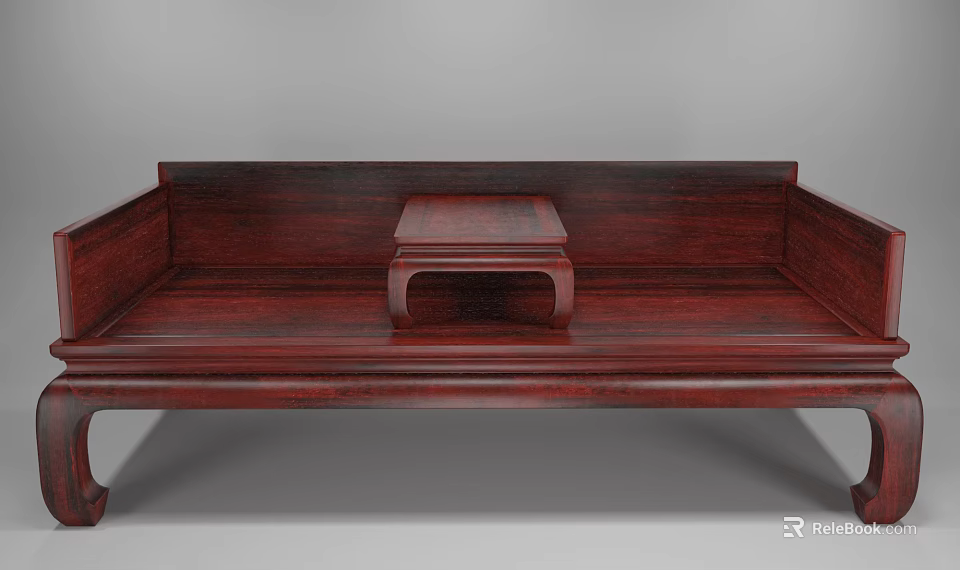 Traditional Chinese Arhat Bed With Solid Wood Structure And Central Small Table 3d model 