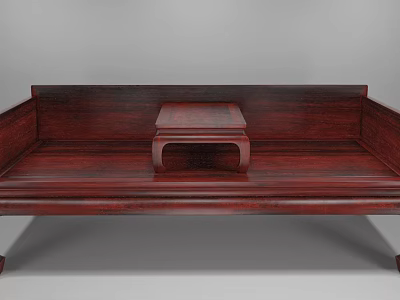 Traditional Chinese Arhat Bed With Solid Wood Structure And Central Small Table 3d model
