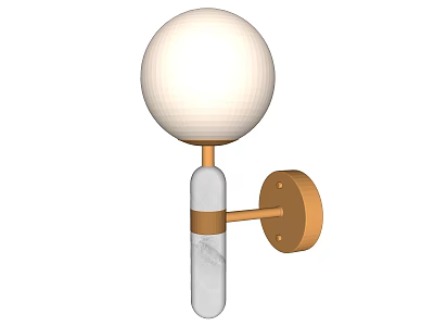 Modern Wall Lamp With White Spherical Lampshade Transparent Pole And Golden Base 3d model