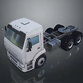 White Commercial Truck Chassis with Front Cab and Multiple Wheels Design