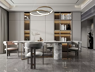 Light Luxury Restaurant Dining Table and Chair 3d model