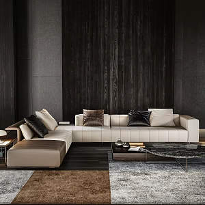 Modern Italian Living Room Multi-Person Sofa Three-Seat Sofa Piano Keys Sofa Minotti Combination Sofa Coffee Table Combination 3d model