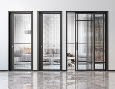 Modern swing door Changhong glass single door swing door 3d model