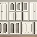 Stylish Modern Shoe Cabinet Door Designs With White Finish Golden Handles And Arch Rectangular Panels
