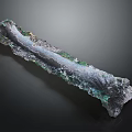 Natural Wood And Stone Decorative Piece With River Pattern And Green Blue Gray Tones