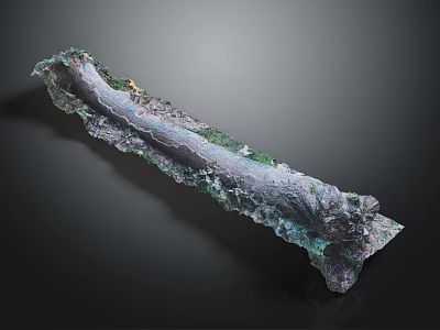 Natural Wood And Stone Decorative Piece With River Pattern And Green Blue Gray Tones 3d model