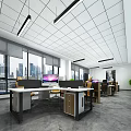 modern public office area office area 3d model