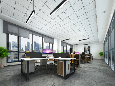 modern public office area office area 3d model