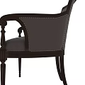 Classic Leather Accent Chair With Ornate Wooden Carved Armrests And Nailhead Trim